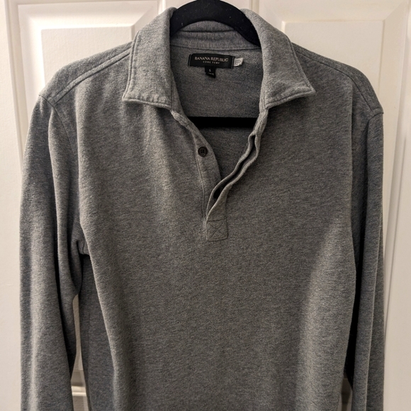 Banana Republic men's grey long sleeve core temp rugby polo size small - Picture 1 of 3
